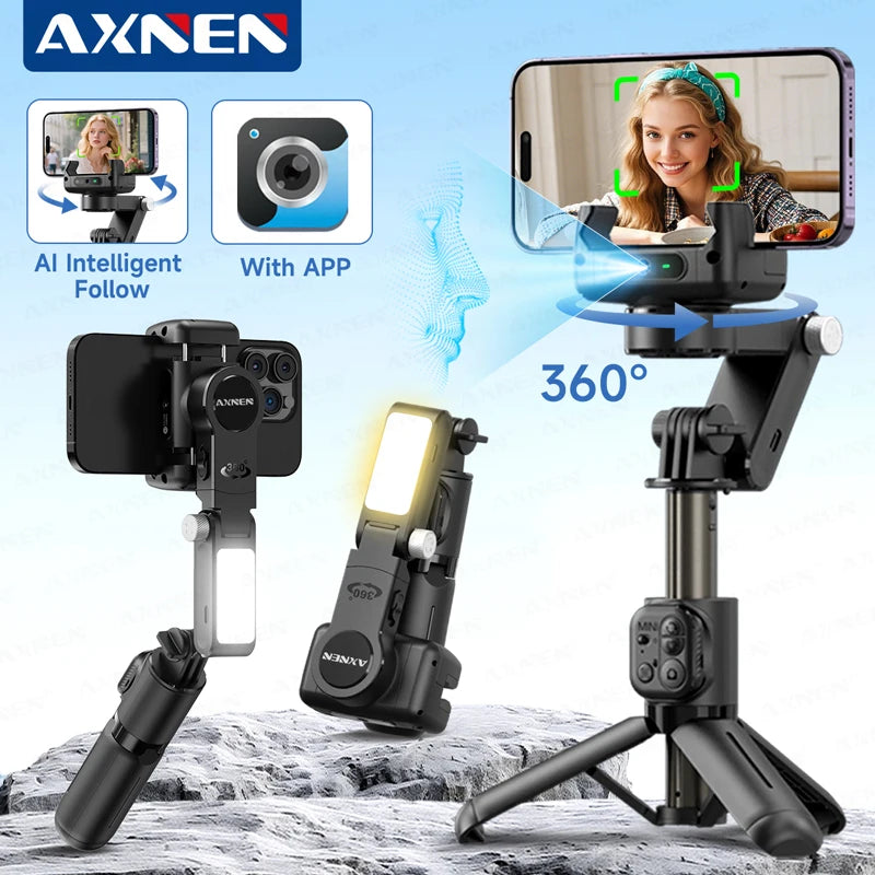 AI Face-Tracking Phone Holder — 360° Auto Rotation, Gesture Control & Fill Light