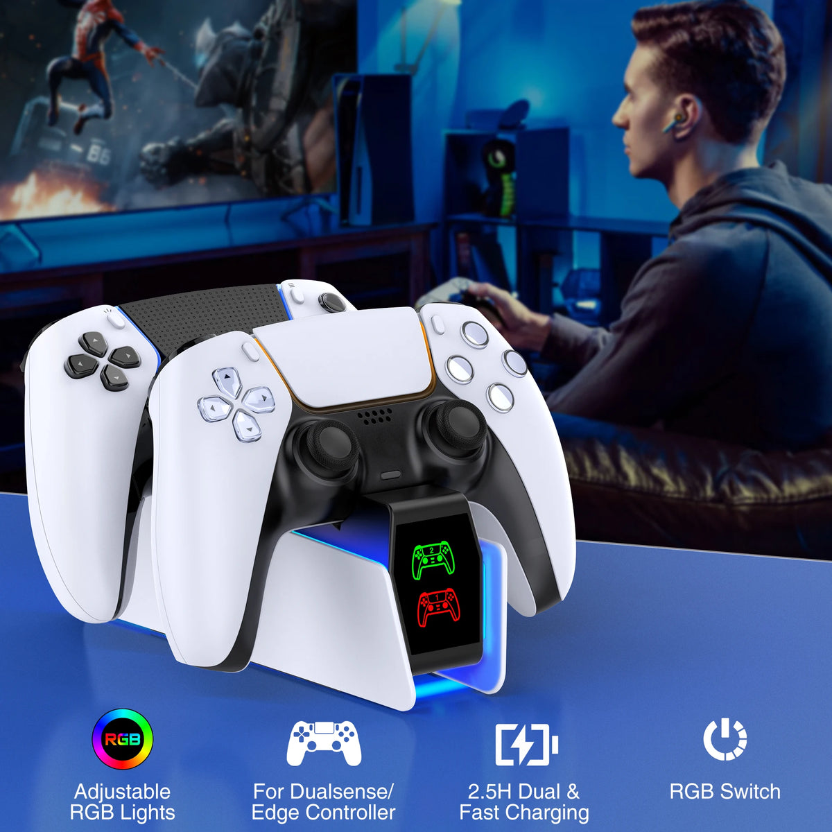 Charging station in a gaming setup