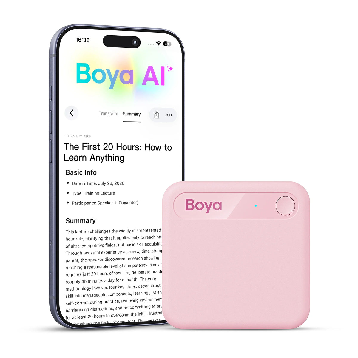 BOYA Notra Neo AI Note Taker — MagSafe Voice Recorder with Transcription
