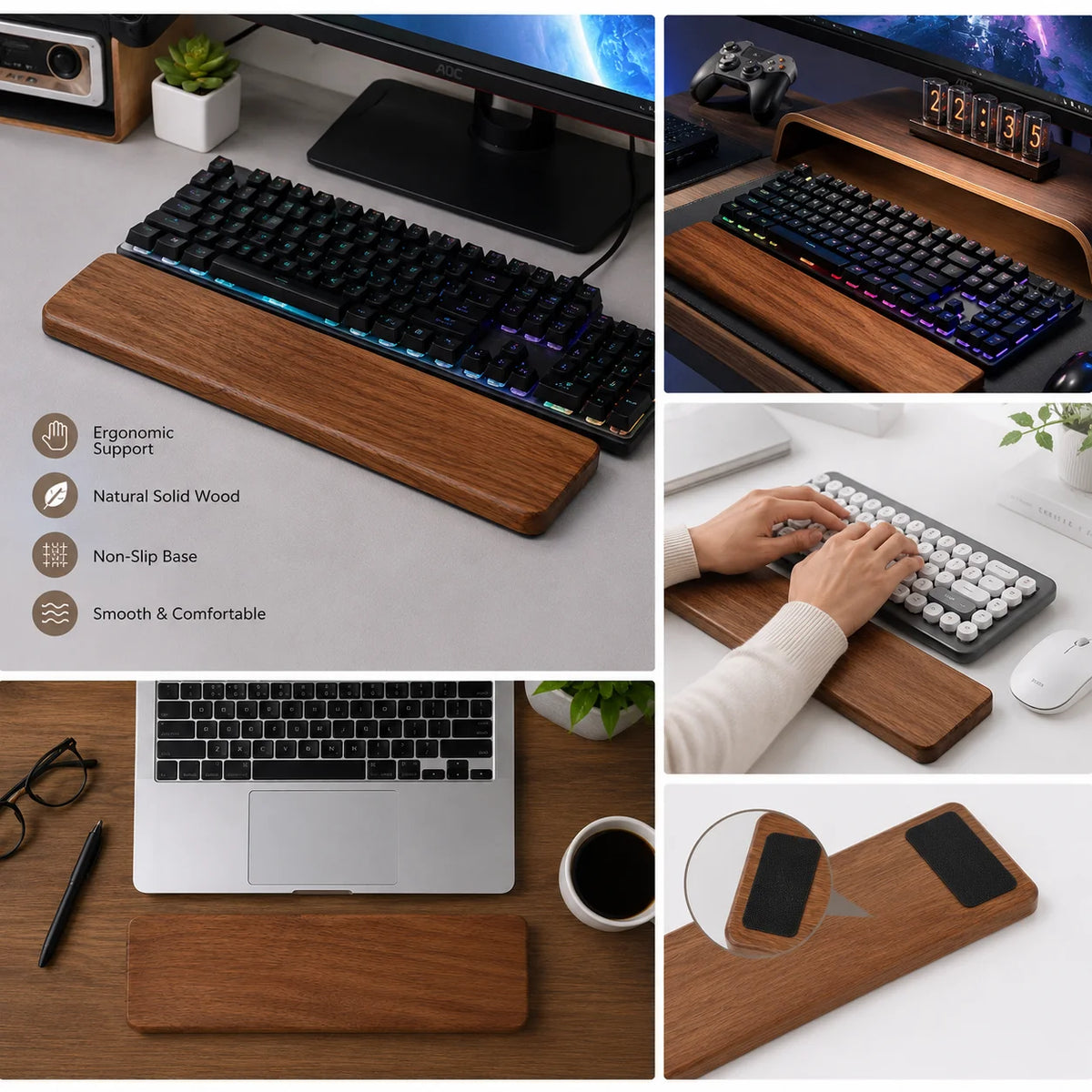 Solid wood wrist rest