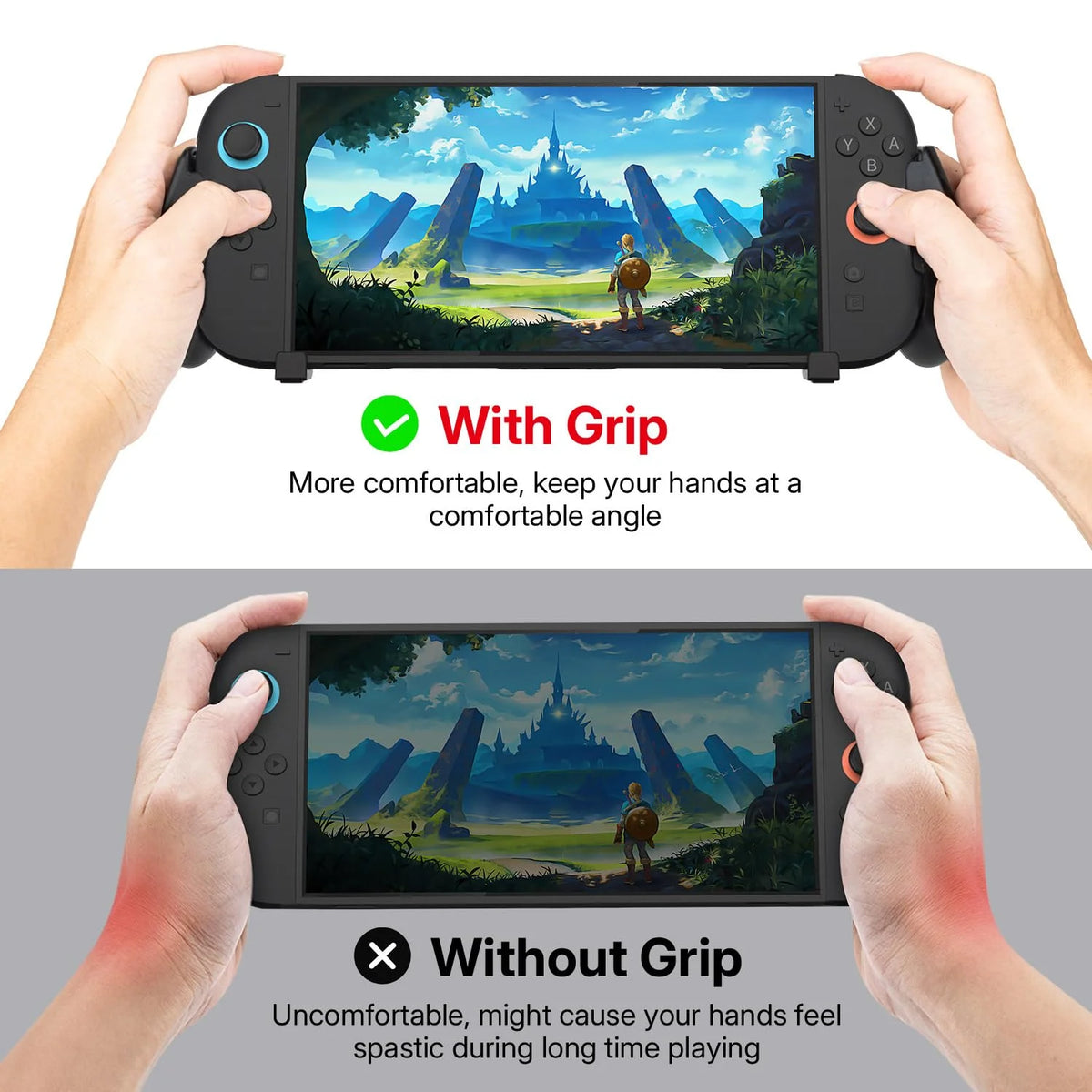 With and without grip