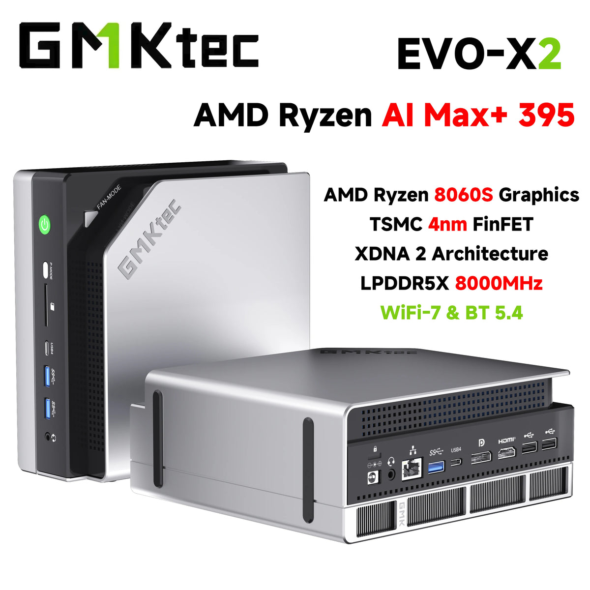 GMKtec EVO-X2 AI Mini PC — Ryzen AI Max+ 395, 64GB, 1TB