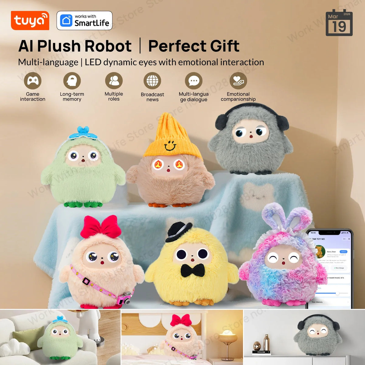 AI Plush Robot Companion — Talks, Tells Stories & Reacts with LED Eyes