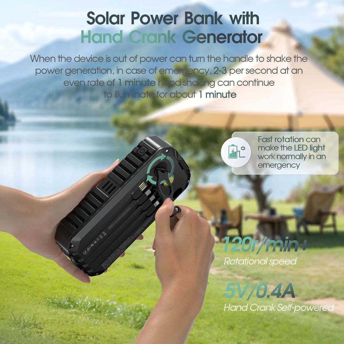 Solar Crank Power Bank — view 3