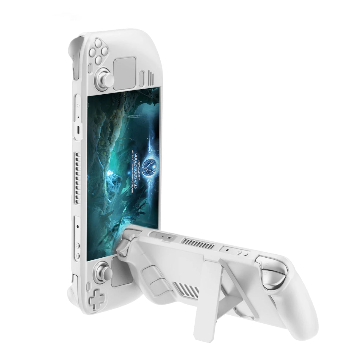 White Steam Deck case with kickstand