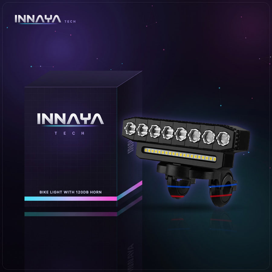Rechargeable Bike Headlight with Horn by INNAYA Tech with INNAYA retail box