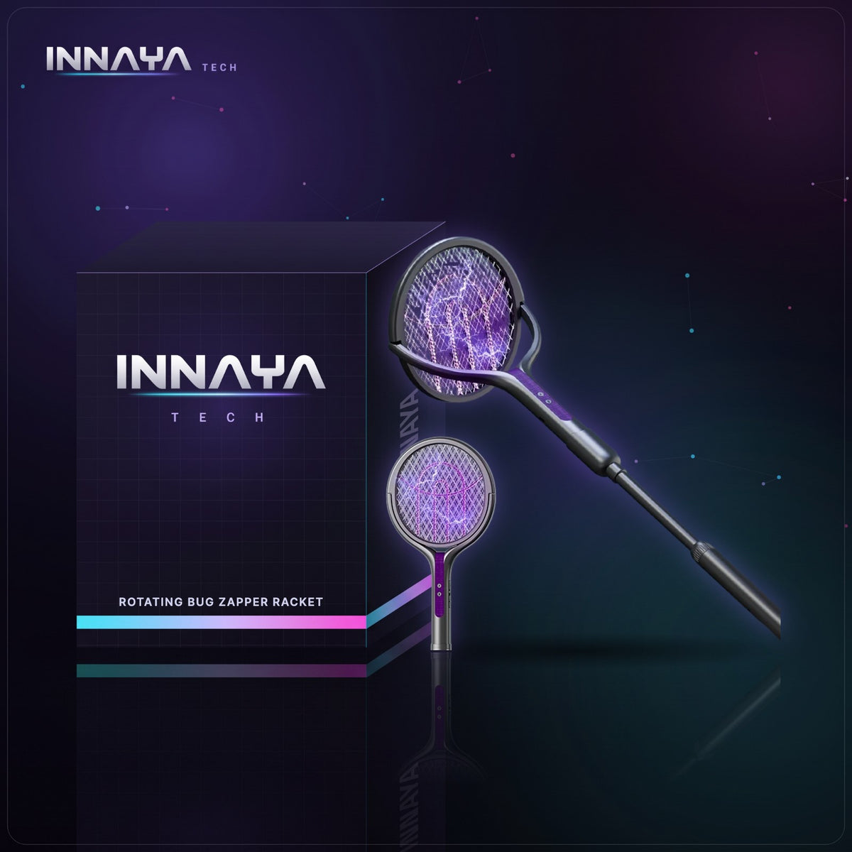 Rotating Bug Zapper Racket by INNAYA Tech with INNAYA retail box
