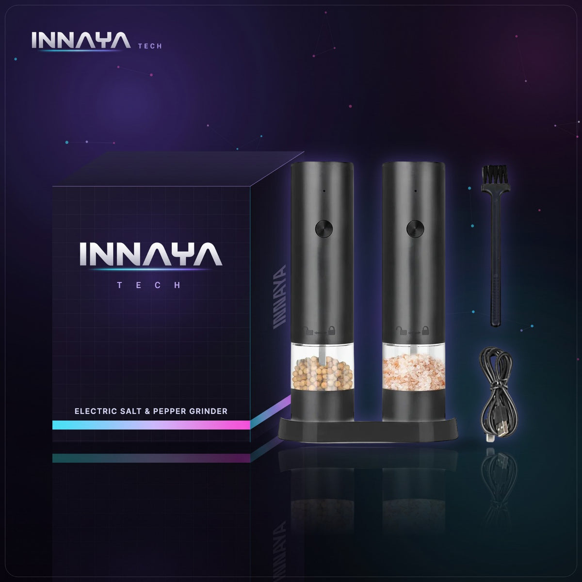 Electric Salt & Pepper Grinder by INNAYA Tech with INNAYA retail box