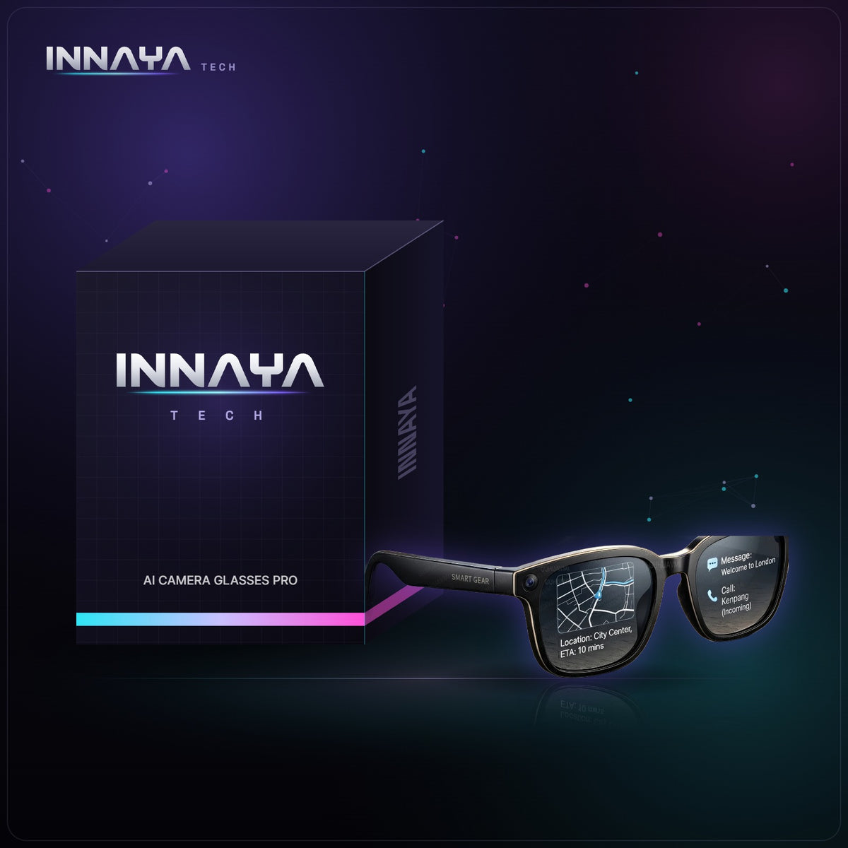 AI Camera Glasses Pro by INNAYA Tech with INNAYA retail box