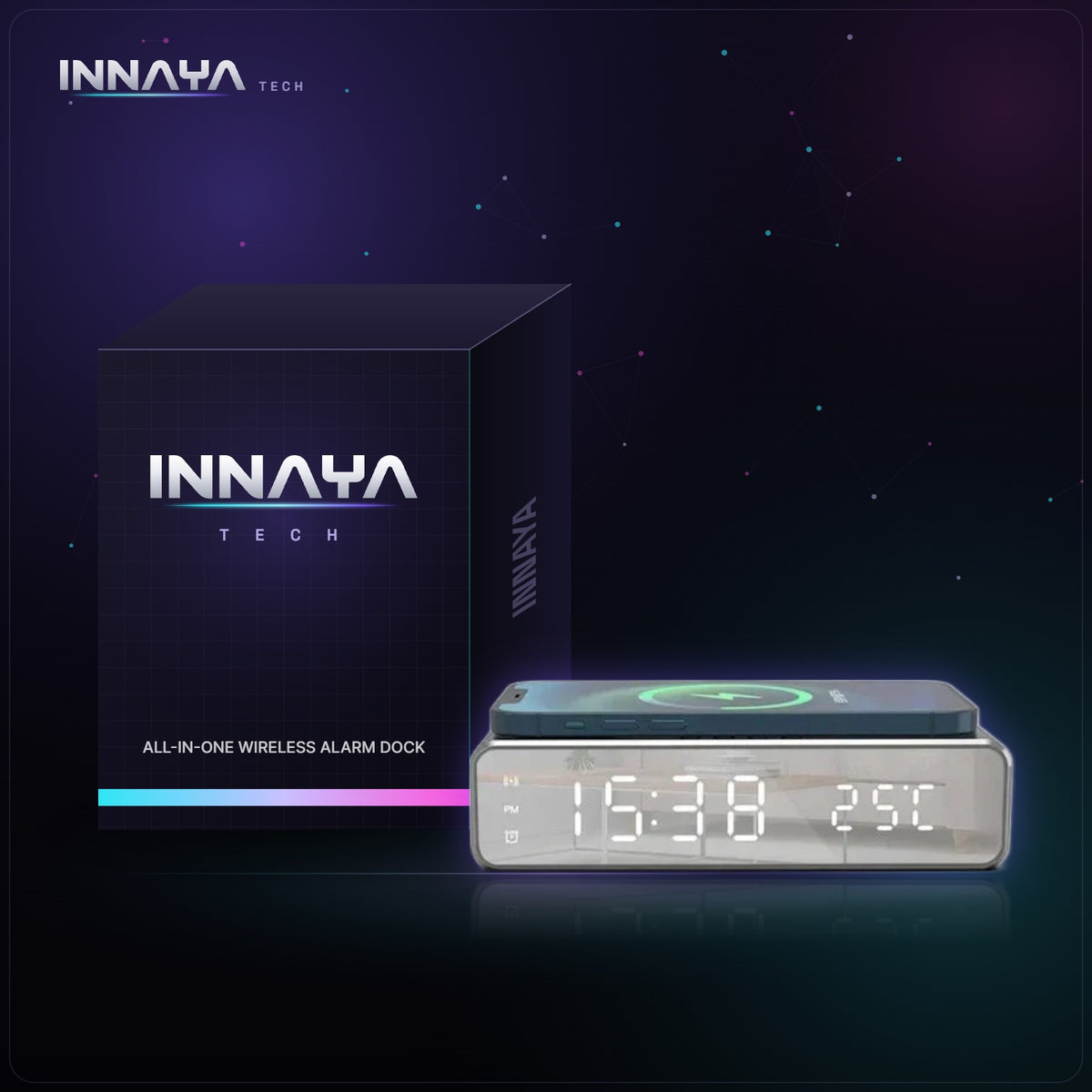 All-in-One Wireless Alarm Dock by INNAYA Tech with INNAYA retail box