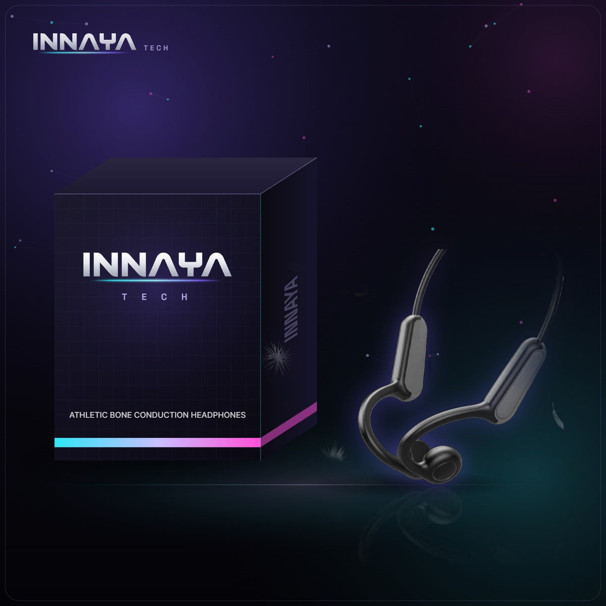 Athletic Bone Conduction Headphones by INNAYA Tech with INNAYA retail box