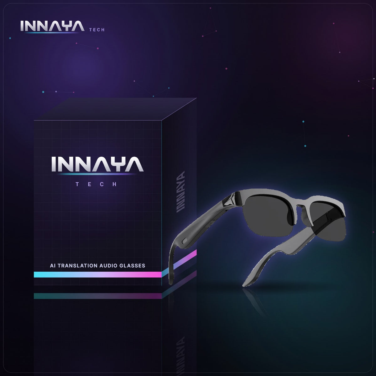Black smart audio sunglasses with Bluetooth speakers