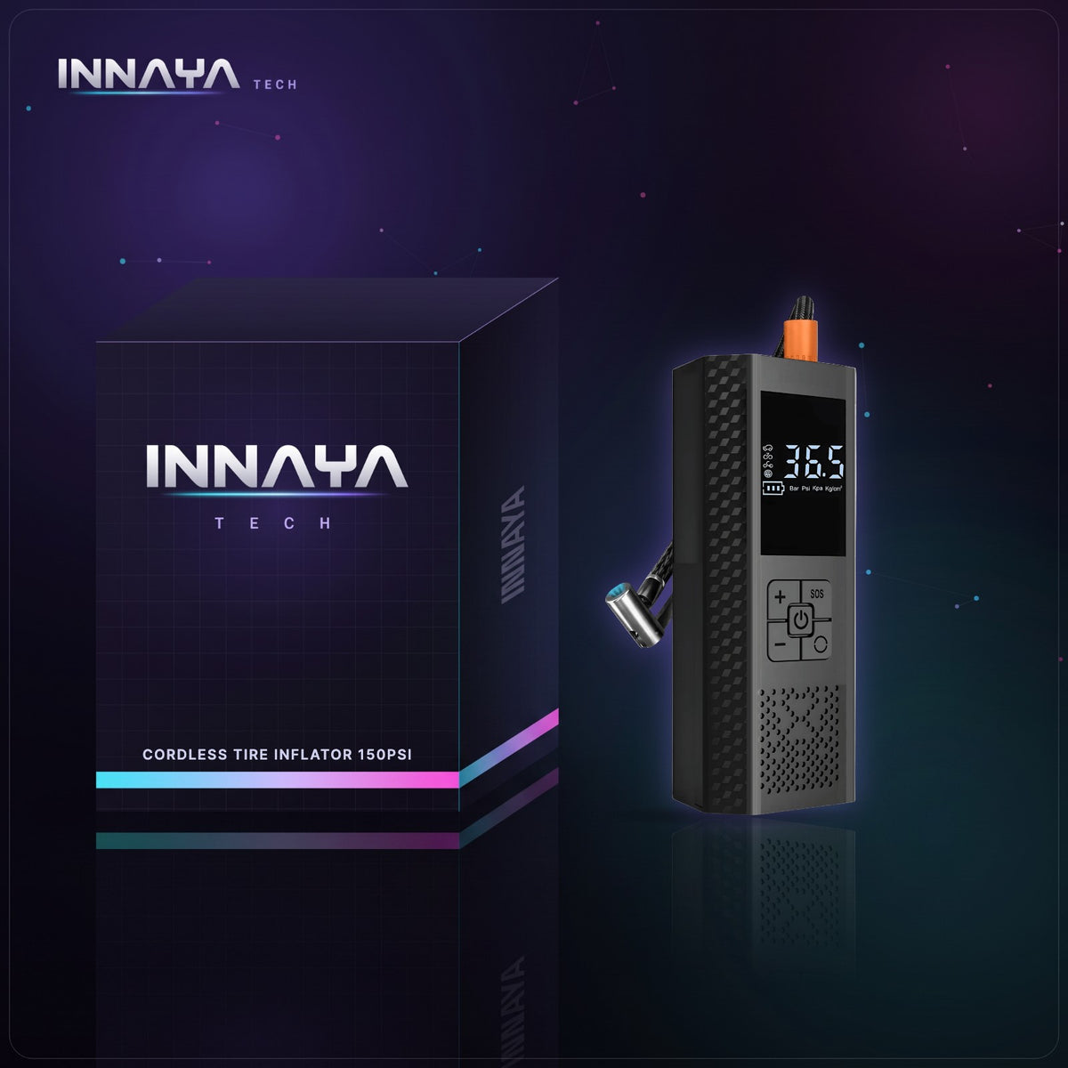 Cordless Tire Inflator by INNAYA Tech with INNAYA retail box