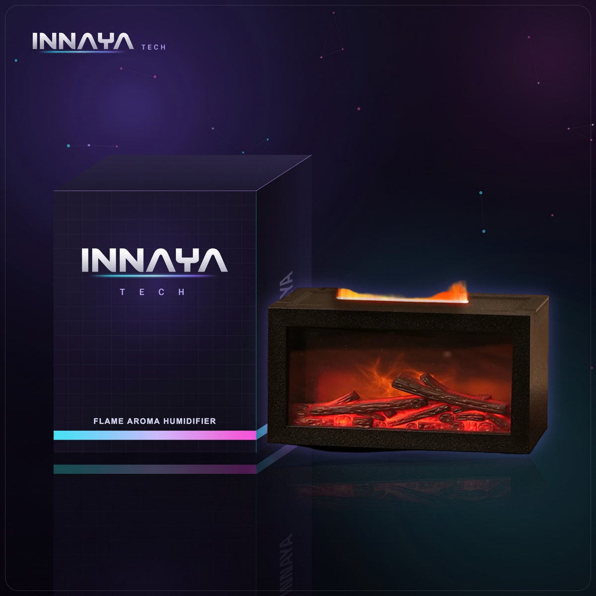 Black mini fireplace flame aroma humidifier