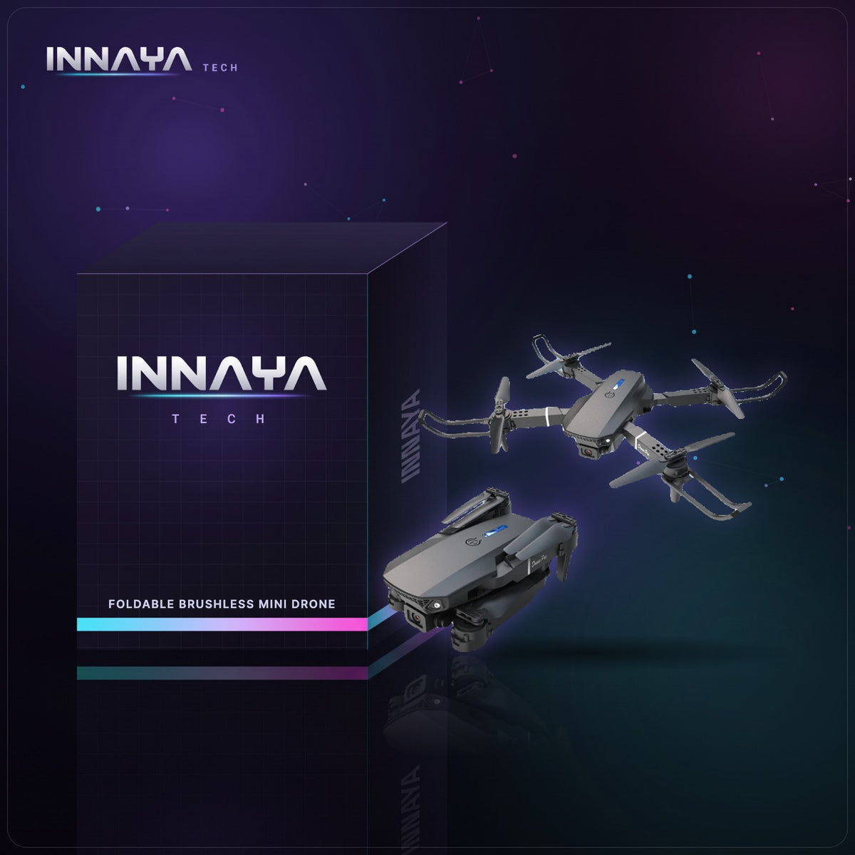Foldable Brushless Mini Drone by INNAYA Tech with INNAYA retail box