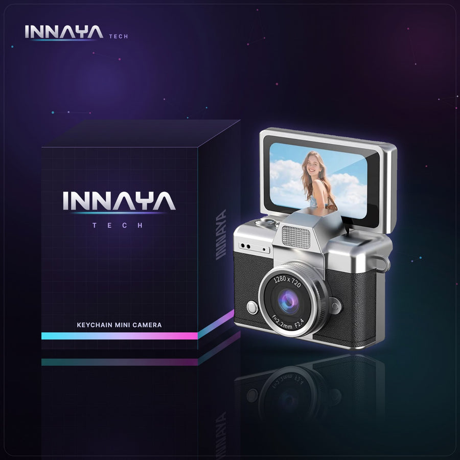 Retro keychain mini digital camera with flip-up screen