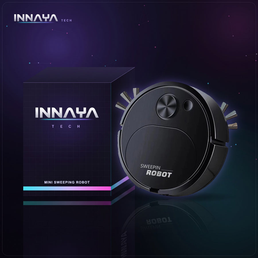 Black mini 3-in-1 robot vacuum with side brushes