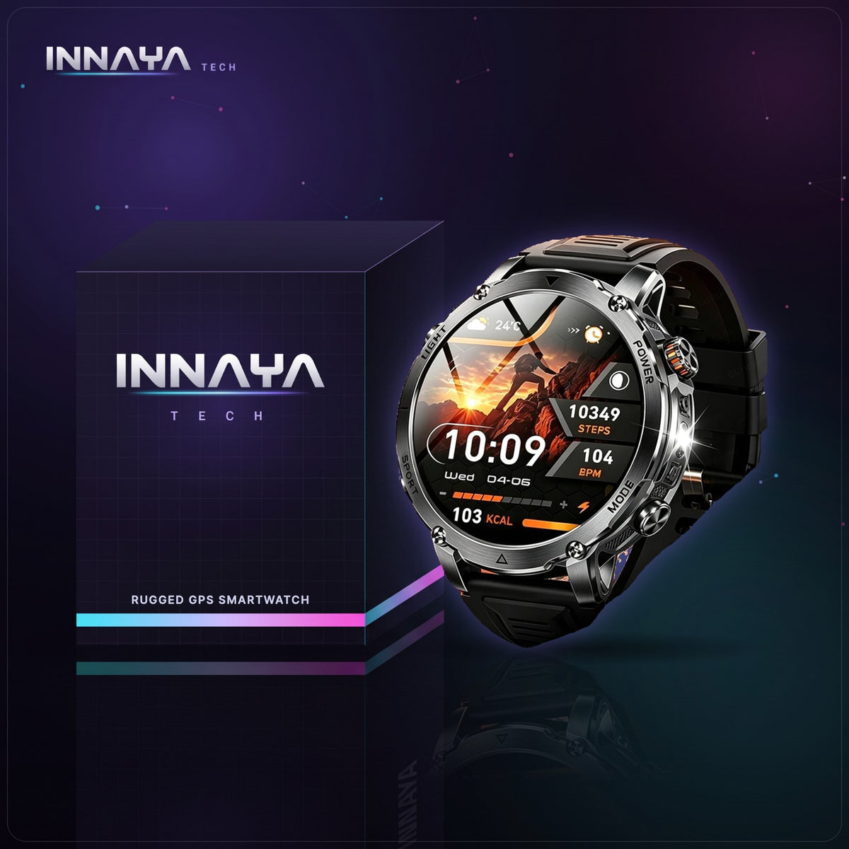 Rugged 1400mAh GPS smartwatch with armored bezel