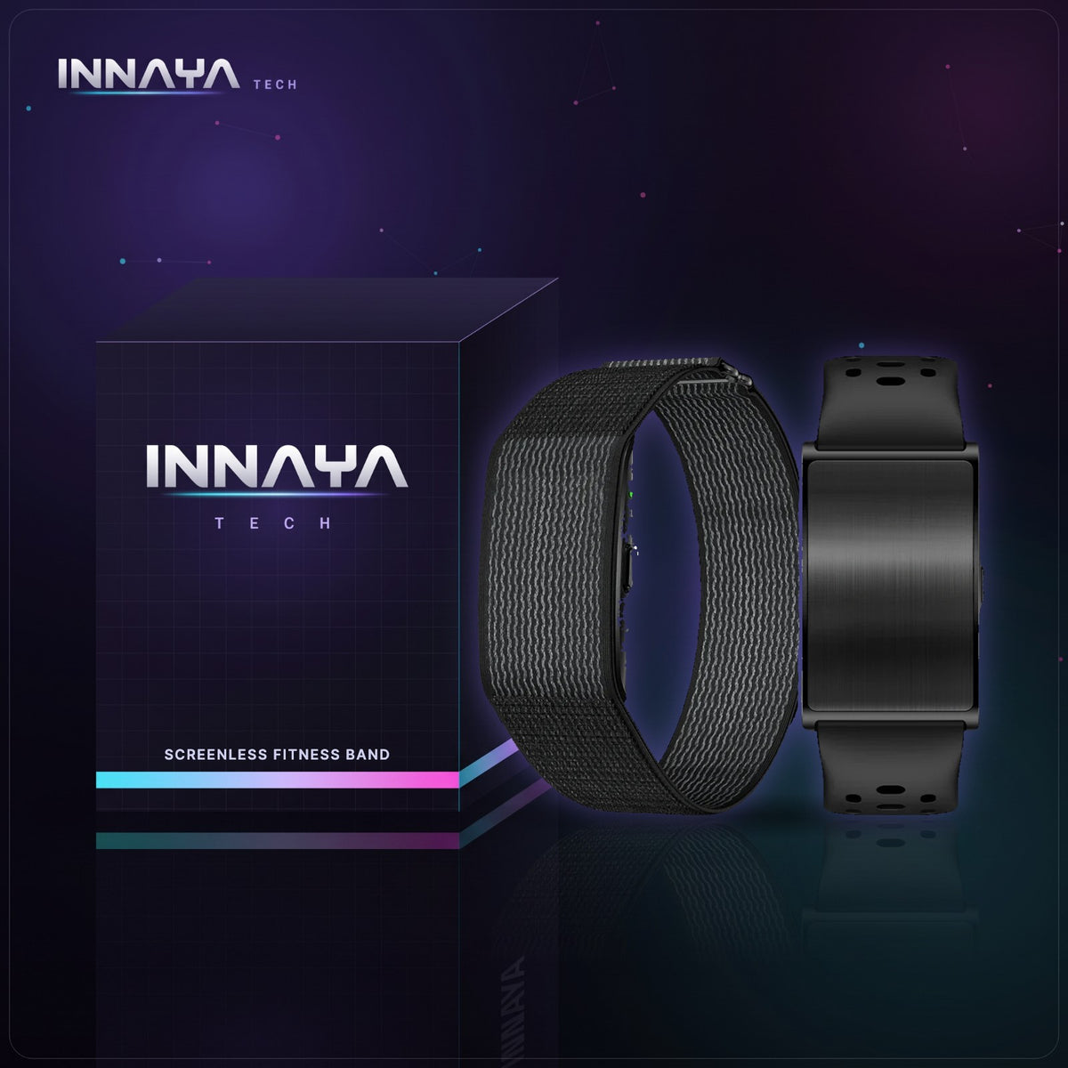 Black screenless fitness band with nylon and silicone straps