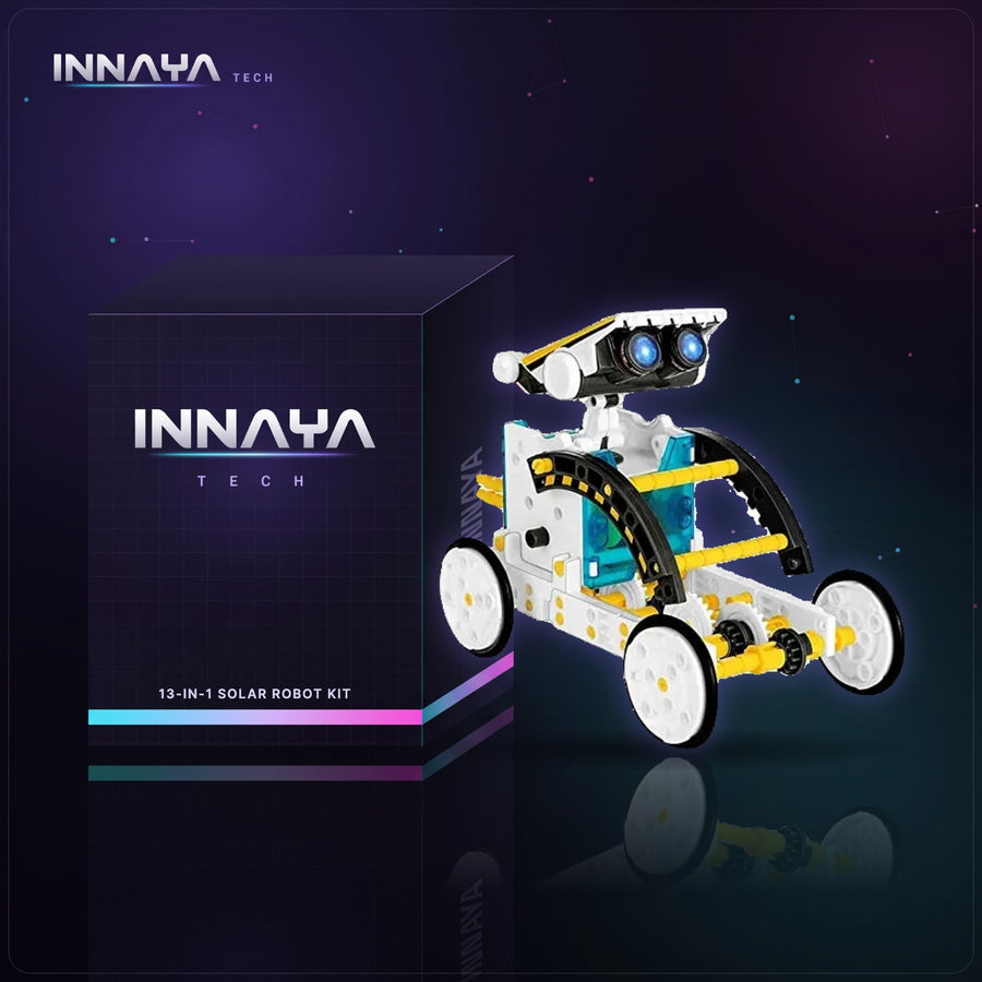 13-in-1 solar robot kit assembled into a solar-powered robot vehicle