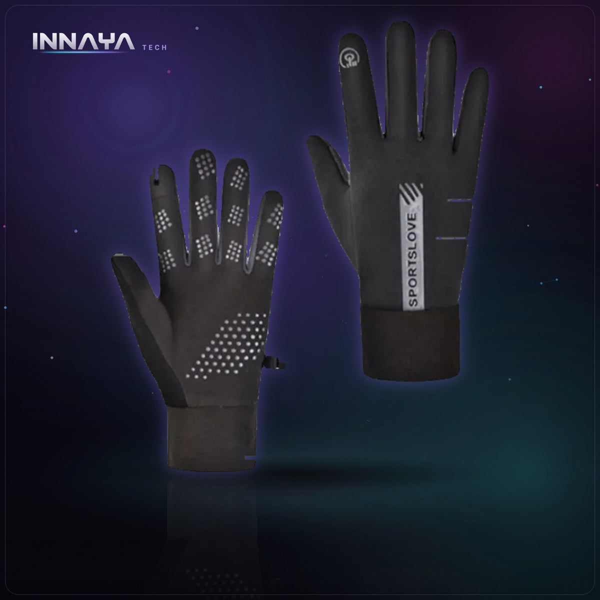 Black USB rechargeable heated gloves with touchscreen fingertips