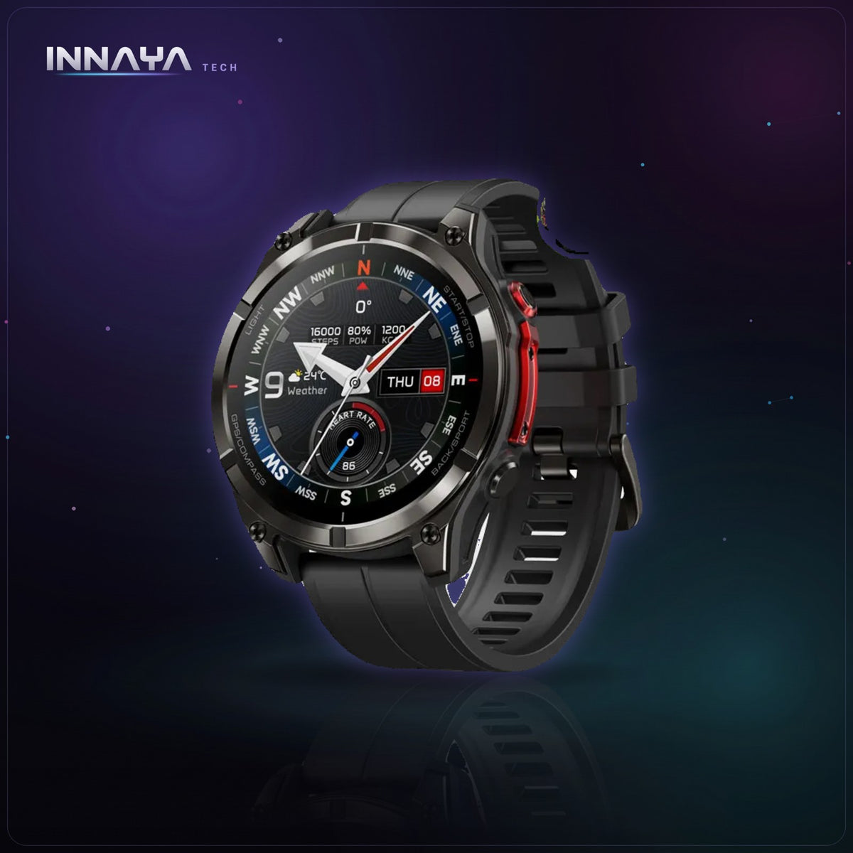 Zeblaze Stratos 4 Pro rugged GPS smartwatch in black