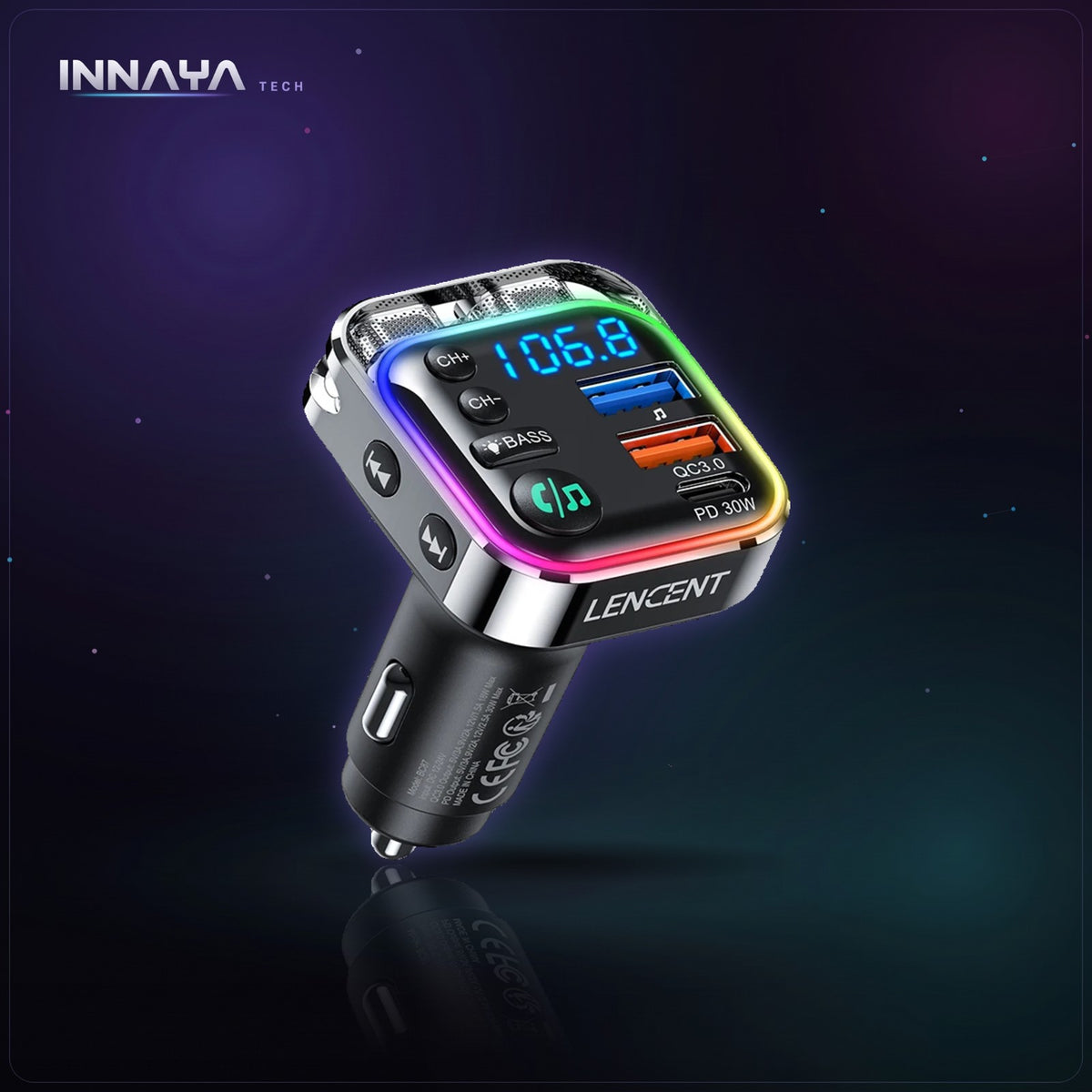 LENCENT BC87 Bluetooth FM Transmitter at INNAYA Tech