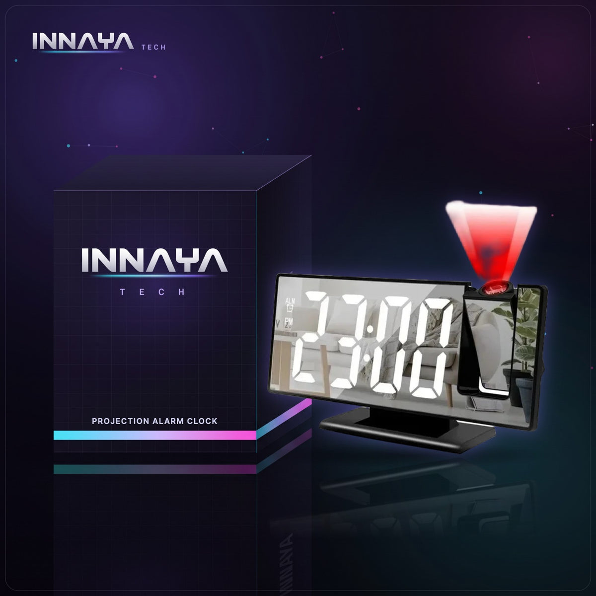 Projection Alarm Clock by INNAYA Tech with INNAYA retail box