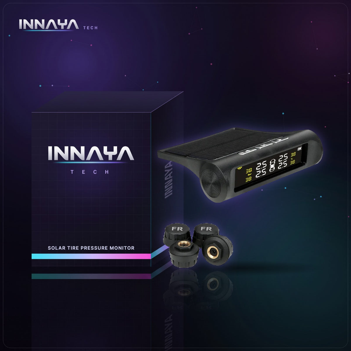 Solar Tire Pressure Monitoring System by INNAYA Tech with INNAYA retail box